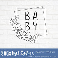 Baby in Flowered Square Svg